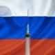 Rysk Flagga Med En Vaccinspruta Framför