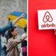 Ukrainsk Befolkning Protesterar Och Airbnb Logo