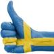 Hand Tummen Upp Målad I Svenska Flaggan; Regeringen, Innovation, Eu