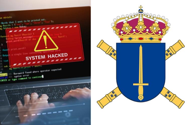 Bild På Hackad Dator Och Högkvarterets Logotyp
