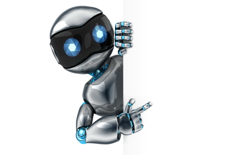 söt robot tittar fram från en vägg.jpg