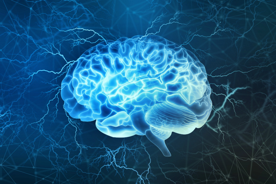 genomskinlig 3d-bild på en hjärna i blått med elektricitet runtomkring.jpg
