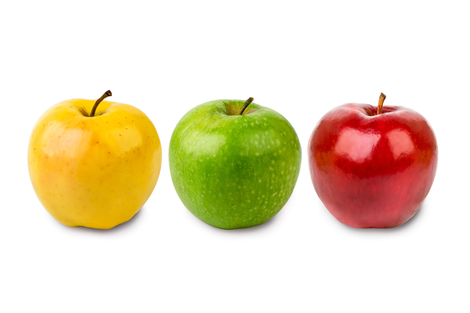 tre äpplen, gult grönt rött.jpg