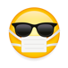 En Emoji Med Solbrillor Och Coronamask