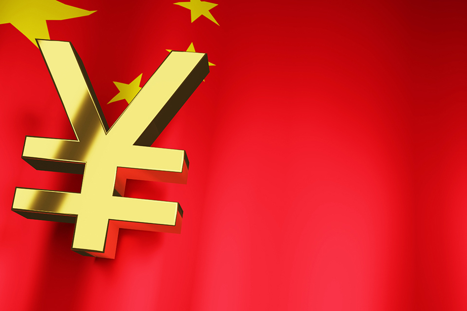 Symbol För Yuan Mot Kinesisk Flagga