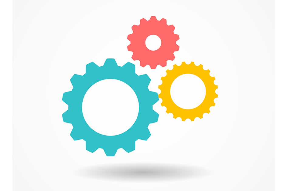 Tre Färgglada Kugghjul