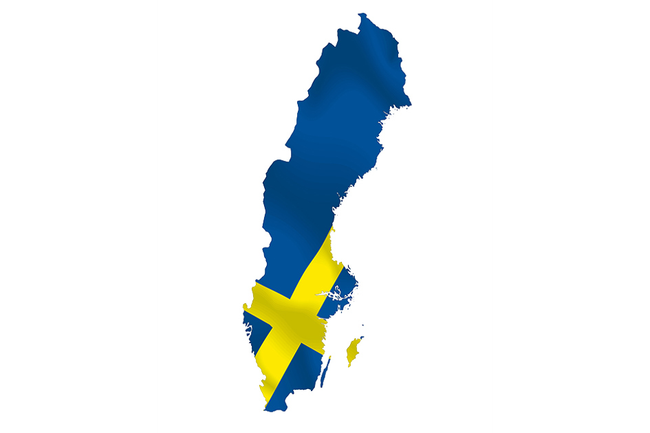 Sverigekarta Färgad I Svenska Flaggan