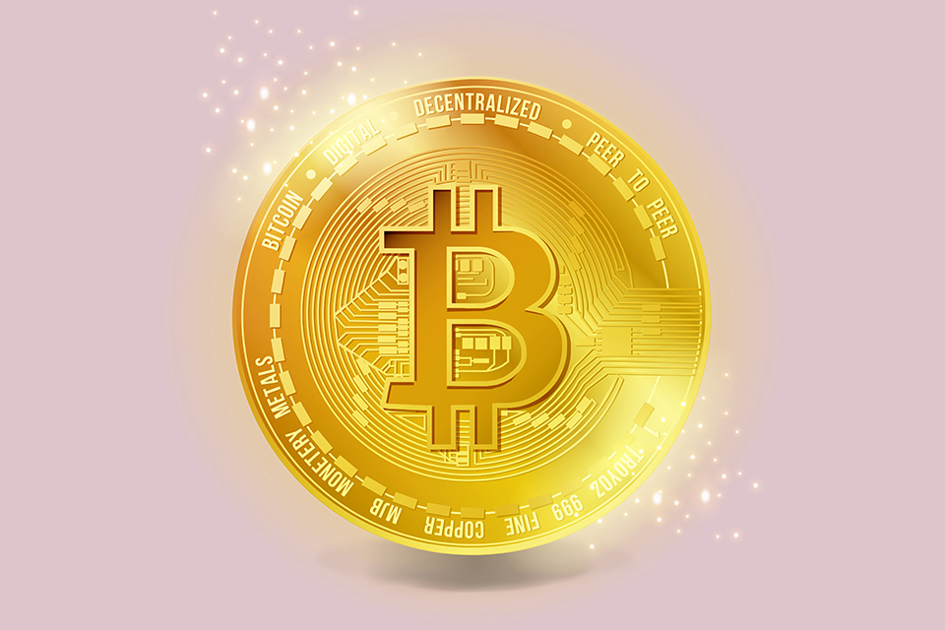 Bitcoin Mot Rosa Bakgrund