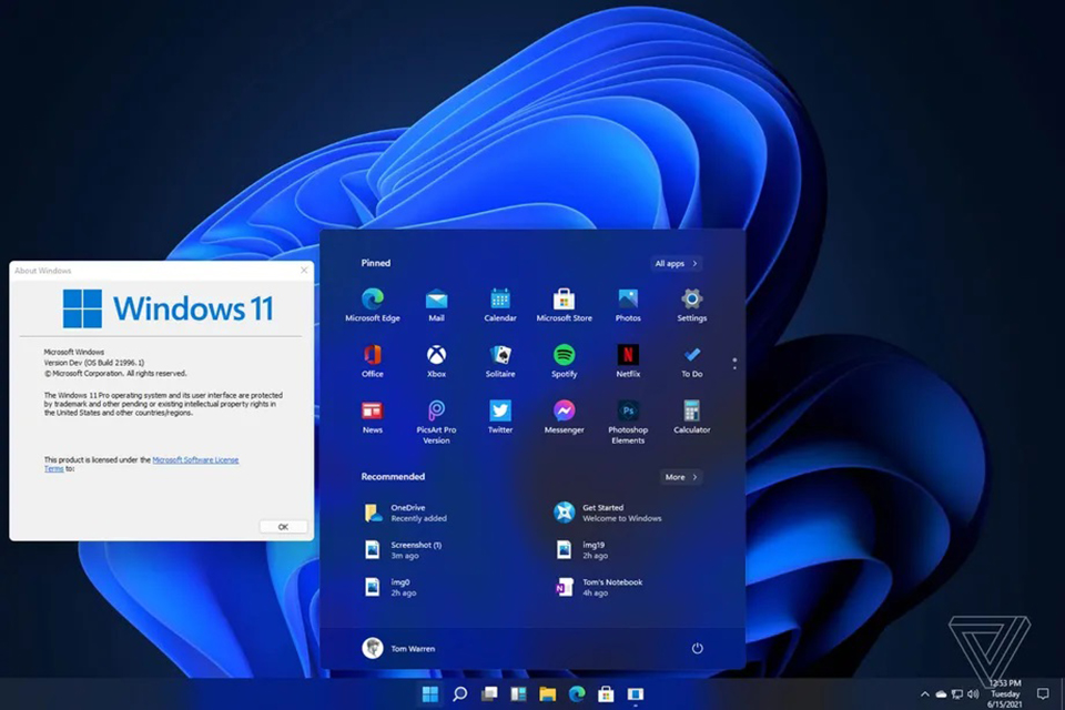 Windows 11, Startmeny I Mitten