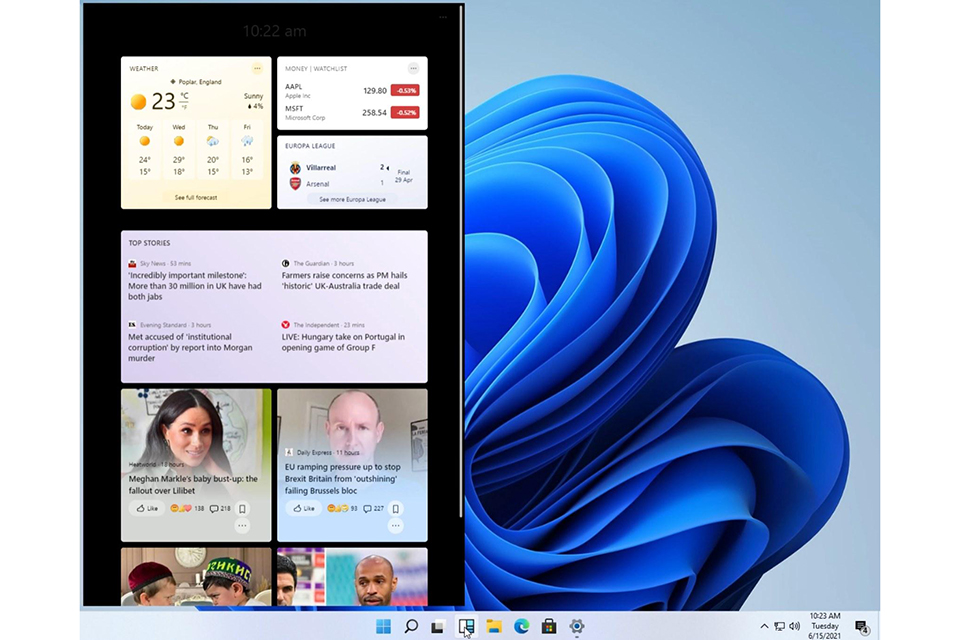 Windows 11, Widgets I Startmenyn