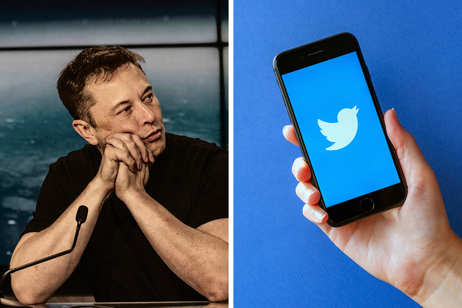 Twitter; Elon Musk På Konferens; Twitterlogga På Telefon