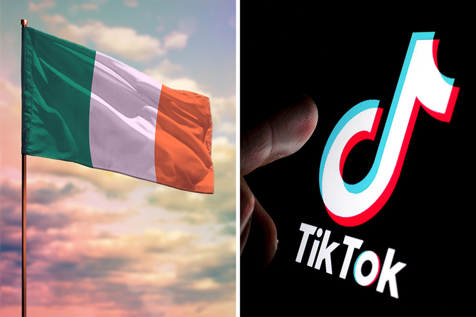 Irländska Flaggan Och Tiktok Ikon; Datacenter