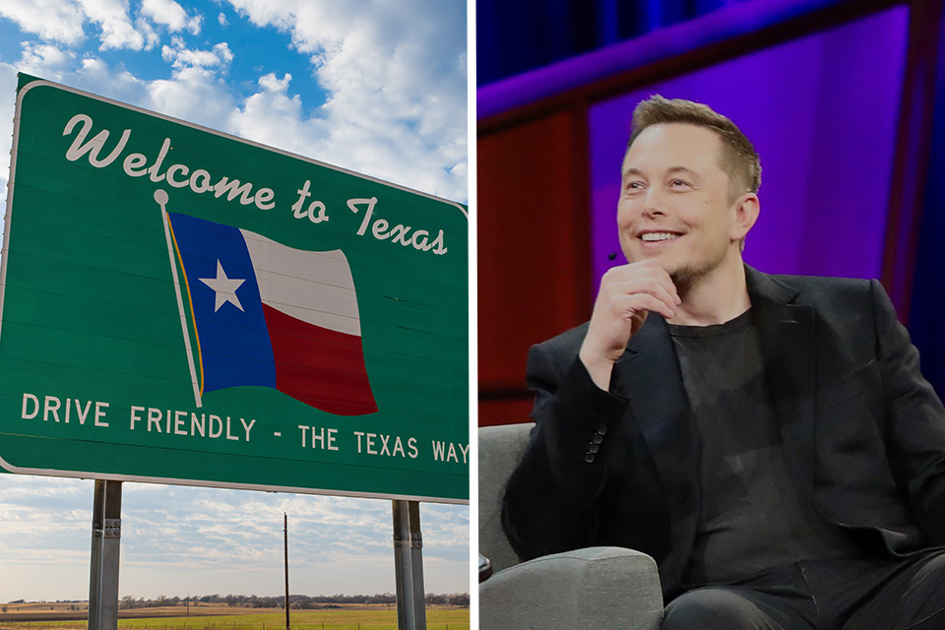 Elon Musk Och Texas Vägskylt
