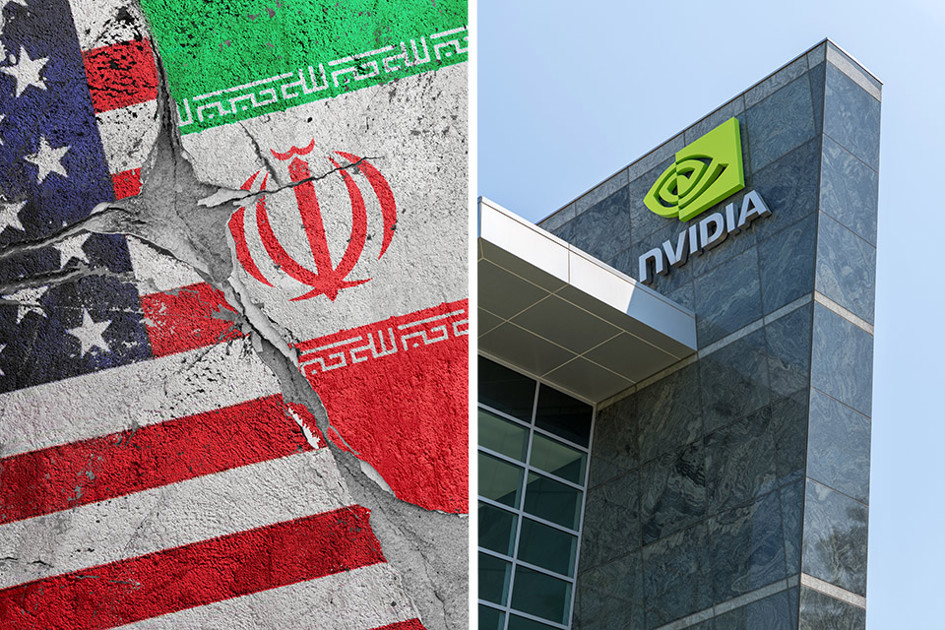 Nvidia Kontor Och Usa Och Irans Flaggor